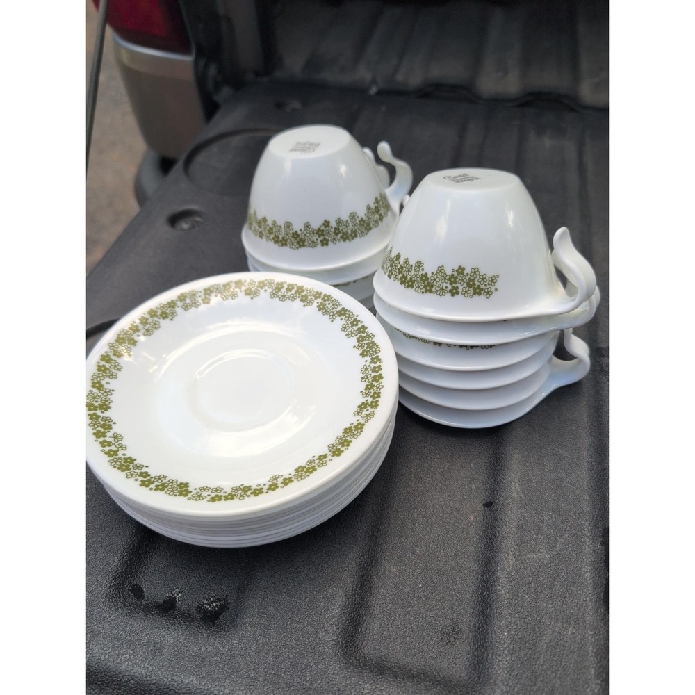 Vtg Corelle Crazy Daisy Spring Blossom Coffee Tea Cups and Saucers 11 Sets + 3